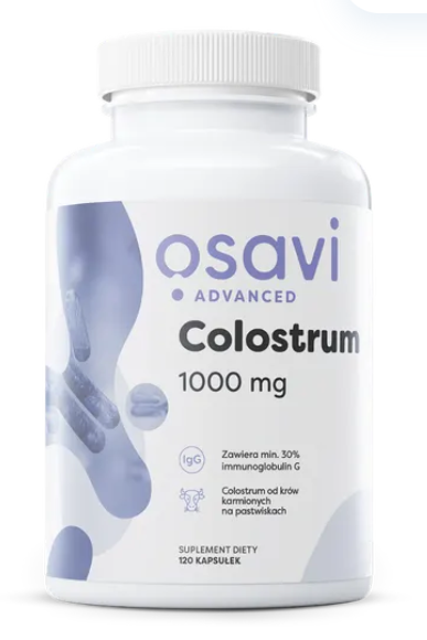 Colostrum 1000 mg OSAVI Advanced – 120 kapsułek, zawiera min. 30% immunoglobulin G