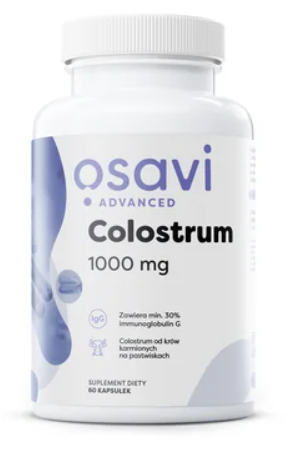 Colostrum 1000 mg OSAVI Advanced – 60 kapsułek, zawiera min. 30% immunoglobulin G