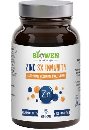 Zinc 3X Immunity / cynk 3 formy - 100 kaps. BIOWEN