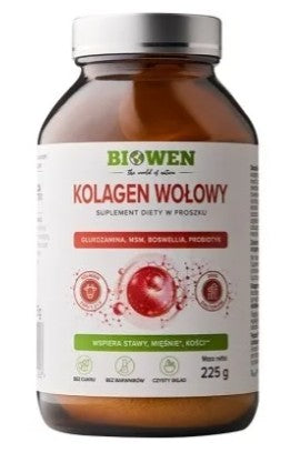 Kolagen wołowy typu I, II, III, proszek 225 g BIOWEN