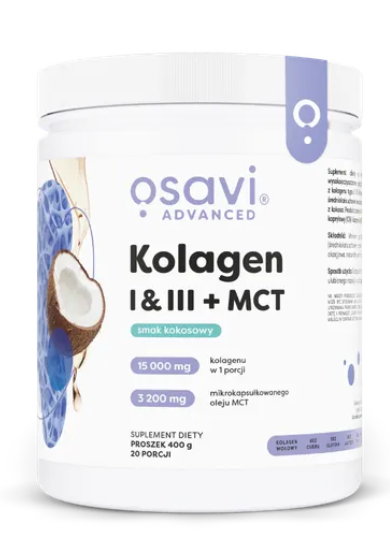 Kolagen I & III + MCT – smak kokosowy – 400 g OSAVI