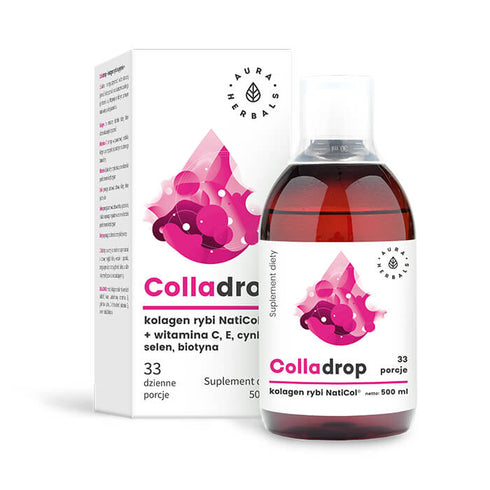 Colladrop, Kolagen rybi NatiCol® + witamina C, płyn 500 ml AURA HERBALS