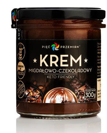 Krem migdałowo-czekoladowy KETO 300g. PIĘĆ PRZEMIAN