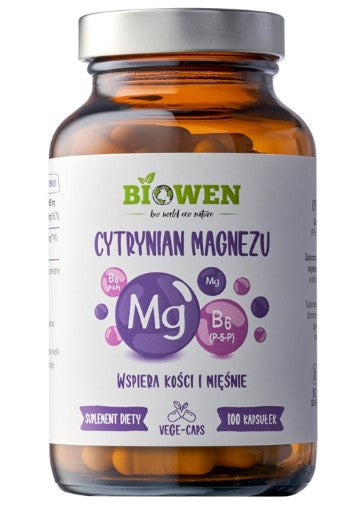 Cytrynian Magnezu z B6 - 100 kap. BIOWEN