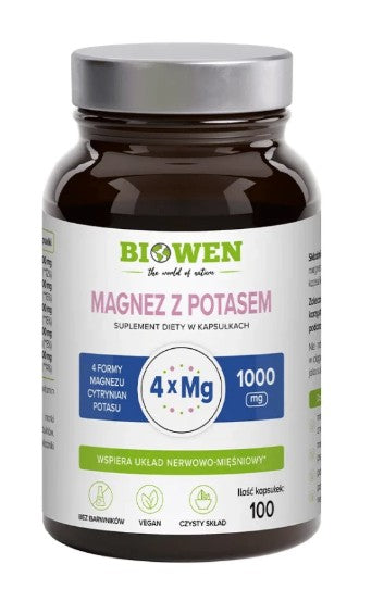 Magnez z potasem 4 formy magnezu 100 kaps. BIOWEN