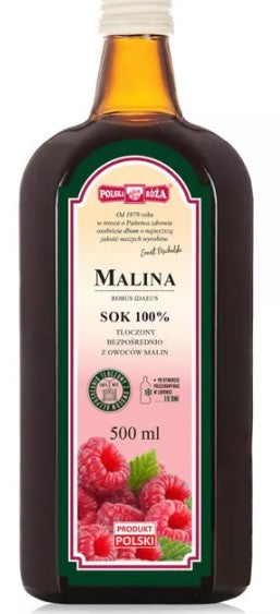 MALINA sok 100% 500ml bez cukru POLSKA RÓŻA