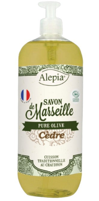 Mydło marsylskie w płynie z olejkiem z kory drzewa cedrowego BIO 1L ALEPIA
